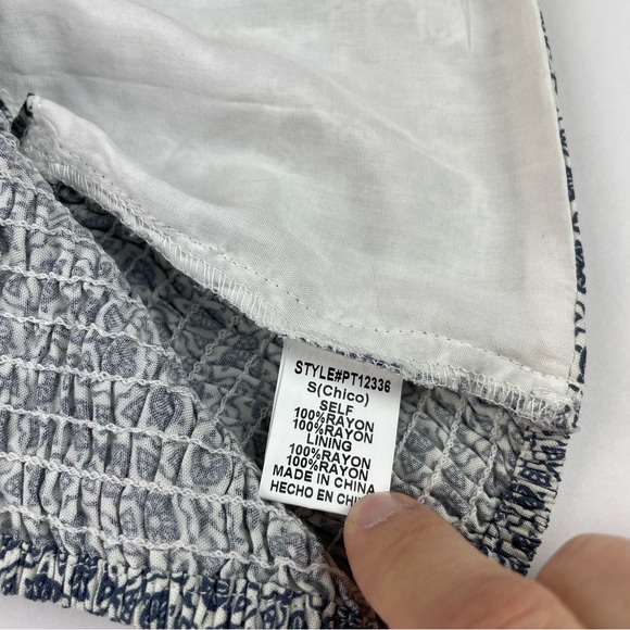 Papermoon Blue White Floral Geometric Bohemian Bra Top Women Small - Picture 7 of 7